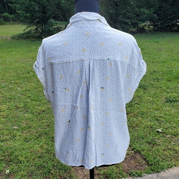 Lemon print ladies buttondown EUC Medium - Picture 5 of 7